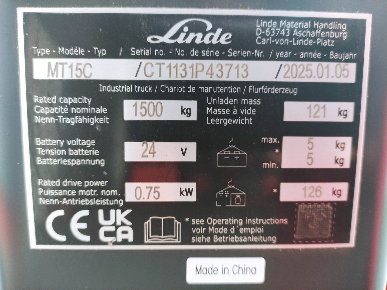 Linde MT15C - Truk pallet: gambar 5 Linde MT15C - Truk pallet: gambar 5