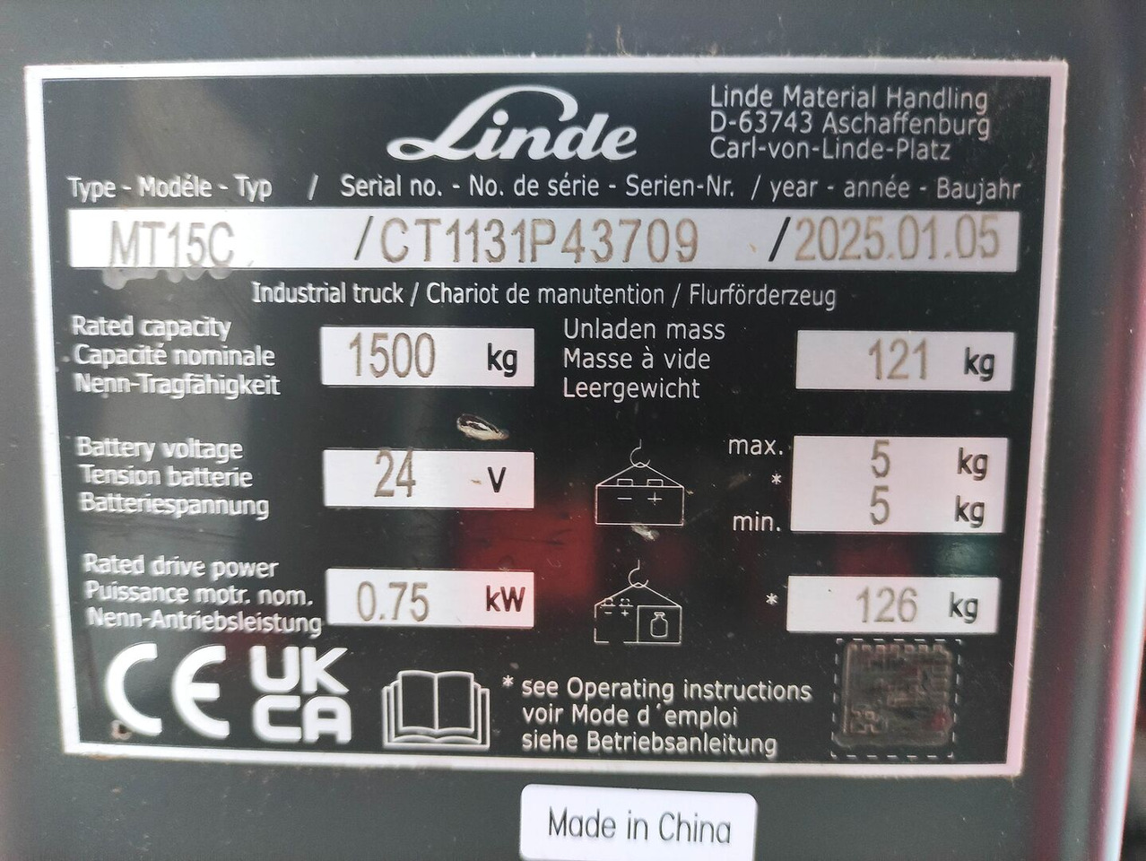 Linde MT15C - Truk pallet: gambar 5 Linde MT15C - Truk pallet: gambar 5