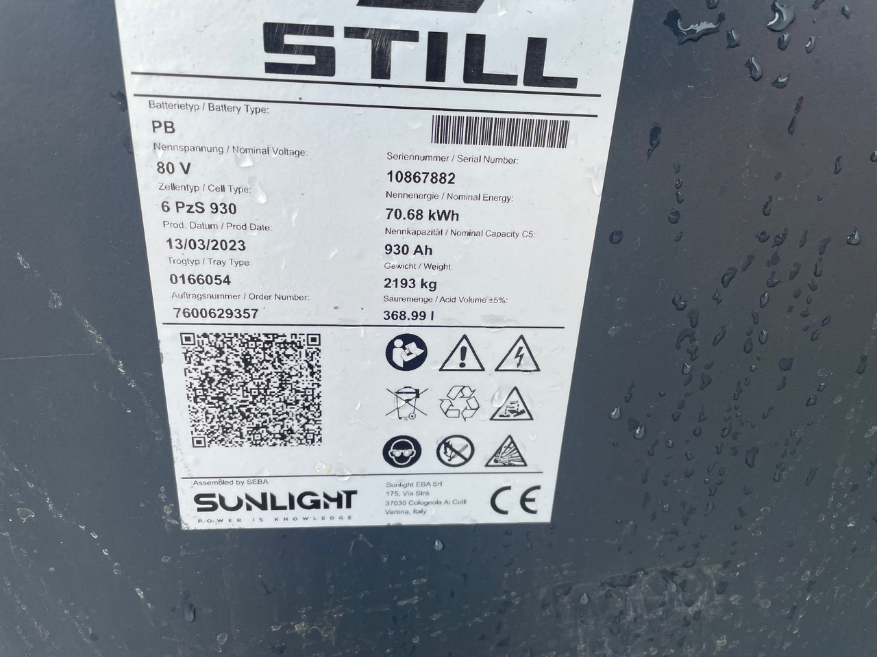 Sunlight 80V 6 PzS 930 - Baterai untuk Peralatan untuk menangani material: gambar 2 Sunlight 80V 6 PzS 930 - Baterai untuk Peralatan untuk menangani material: gambar 2