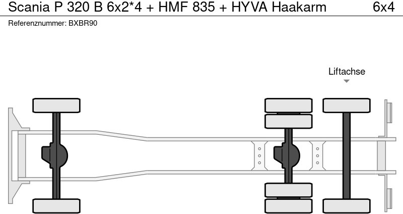 Hook lift, Truk derek Scania P 320 B 6x2*4 + HMF 835 + HYVA Haakarm: gambar 18