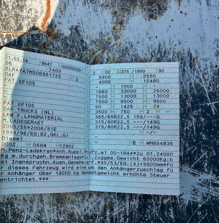 DAF 105.510 6X4 Kran Penz /Atlas Holz Crane DAF 105.510 6X4 Kran Penz /Atlas Holz Crane - Truk logging, Truk derek: gambar 4 DAF 105.510 6X4 Kran Penz /Atlas Holz Crane DAF 105.510 6X4 Kran Penz /Atlas Holz Crane - Truk logging, Truk derek: gambar 4
