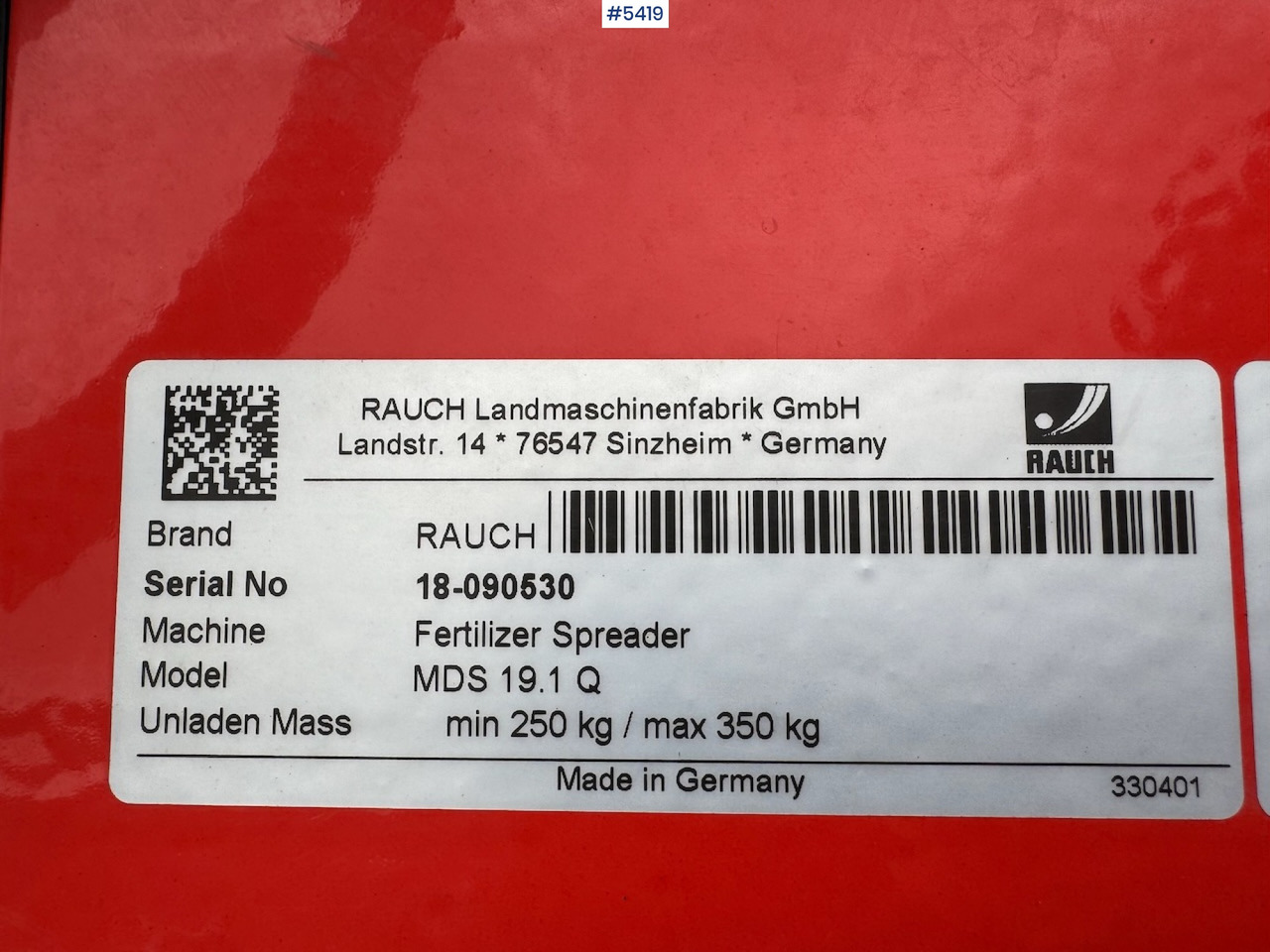 Penyebar pupuk 2019 Rauch MDS 19.1 Q fertilizer spreader.: gambar 15