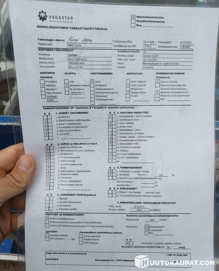 Upright X33RT, 2008, scissor lift, 1,510 h, Hyvinkää - Scissor lifts: gambar 2 Upright X33RT, 2008, scissor lift, 1,510 h, Hyvinkää - Scissor lifts: gambar 2