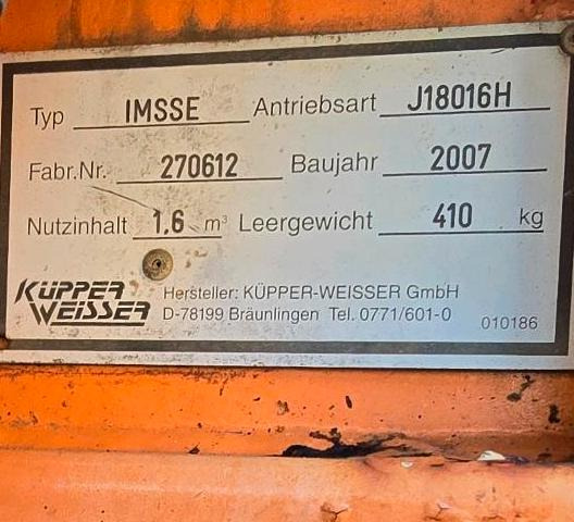 Küpper-Weisser IMS Salzstreuer 1,6m3 für Multicar Tremo Ladog Sprinter Pritsche Schmidt Salzsilo Winterdienst - Penyebar pasir/ Garam: gambar 3 Küpper-Weisser IMS Salzstreuer 1,6m3 für Multicar Tremo Ladog Sprinter Pritsche Schmidt Salzsilo Winterdienst - Penyebar pasir/ Garam: gambar 3