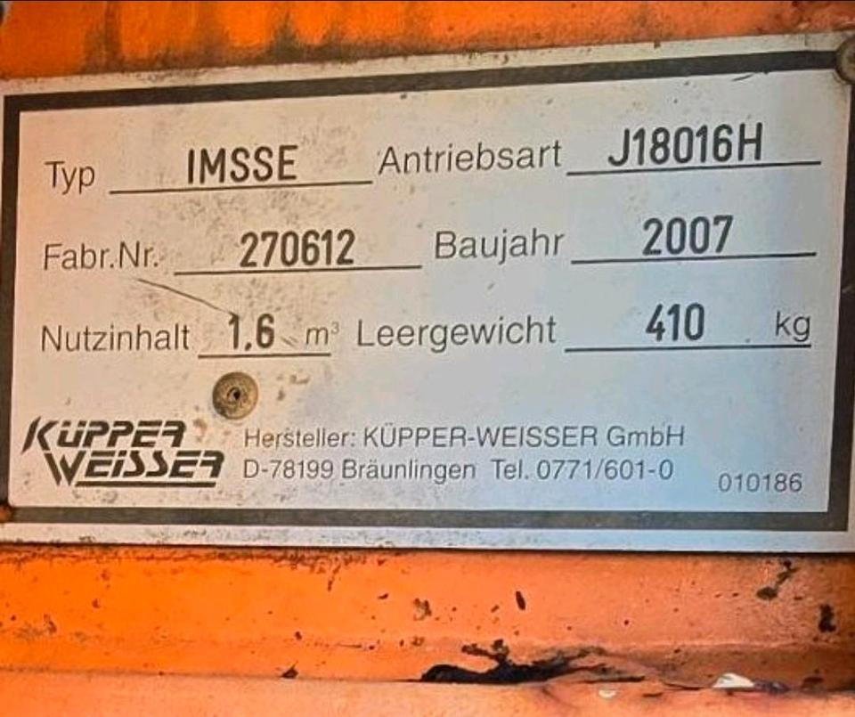 Küpper-Weisser IMSSN 1,6m3 J18016H IMSSF Salzstreuer Winterdienst Streuautomat Streusilo Solestreuer passend für Multicar Ladog Lidner - Penyebar pasir/ Garam: gambar 4 Küpper-Weisser IMSSN 1,6m3 J18016H IMSSF Salzstreuer Winterdienst Streuautomat Streusilo Solestreuer passend für Multicar Ladog Lidner - Penyebar pasir/ Garam: gambar 4