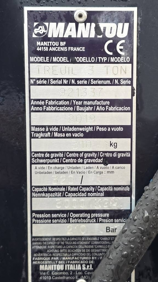 Manitou WINCH 3T 921337 - Peralatan gudang: gambar 4 Manitou WINCH 3T 921337 - Peralatan gudang: gambar 4