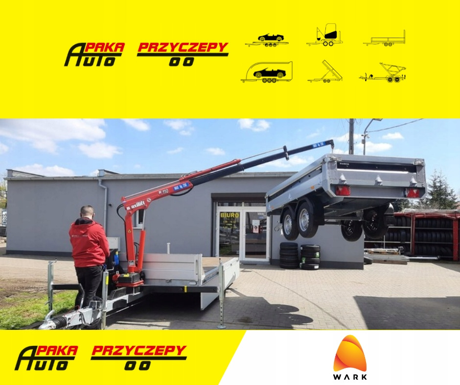 PRZYCZEPA PLATFORMA Z DŹWIGIEM HDS MAXILIFT 110 / PLATFORM TRAILER WITH HDS MAXILIFT 110 CRANE - Trailer flatbed: gambar 1 PRZYCZEPA PLATFORMA Z DŹWIGIEM HDS MAXILIFT 110 / PLATFORM TRAILER WITH HDS MAXILIFT 110 CRANE - Trailer flatbed: gambar 1