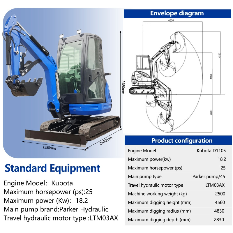 LEZUM DY25U Mini Excavator Digger Miniexcavadora EPA Kubota Engine Mini Excavator For Sale With Mini Excavator Attachment Set - Ekskavator perayap: gambar 2 LEZUM DY25U Mini Excavator Digger Miniexcavadora EPA Kubota Engine Mini Excavator For Sale With Mini Excavator Attachment Set - Ekskavator perayap: gambar 2