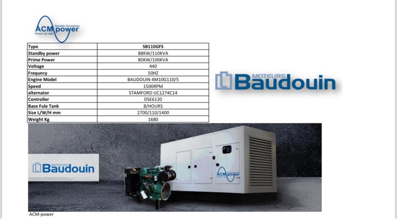Baudouin SB110GFS - Genset: gambar 2 Baudouin SB110GFS - Genset: gambar 2