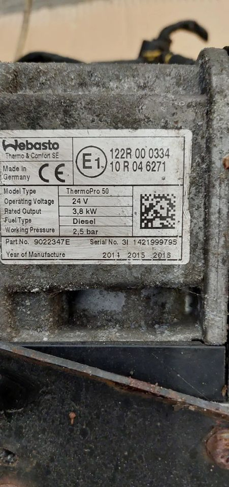 OGRZEWANIE POSTOJOWE WEBASTO TERMOPRO 50 MERCEDES ACTROS MP4 - Pemanasan/ Ventilasi untuk Truk: gambar 2 OGRZEWANIE POSTOJOWE WEBASTO TERMOPRO 50 MERCEDES ACTROS MP4 - Pemanasan/ Ventilasi untuk Truk: gambar 2