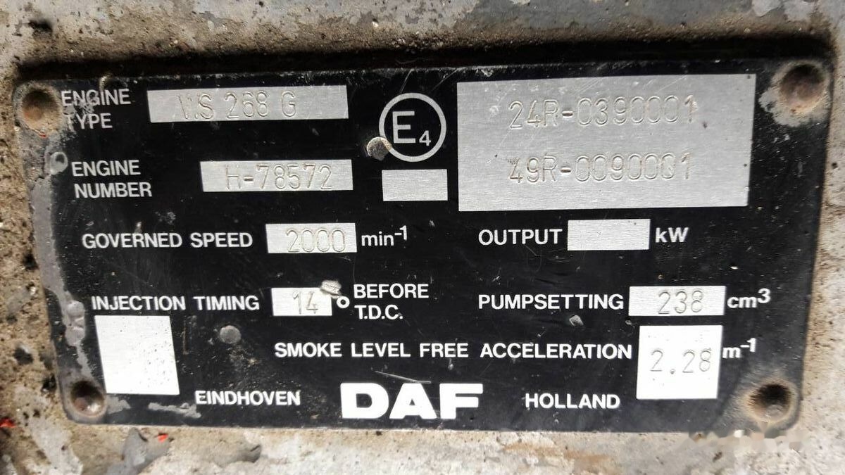 DAF WS268G DAF 95 85 - Mesin untuk Truk: gambar 1 DAF WS268G DAF 95 85 - Mesin untuk Truk: gambar 1