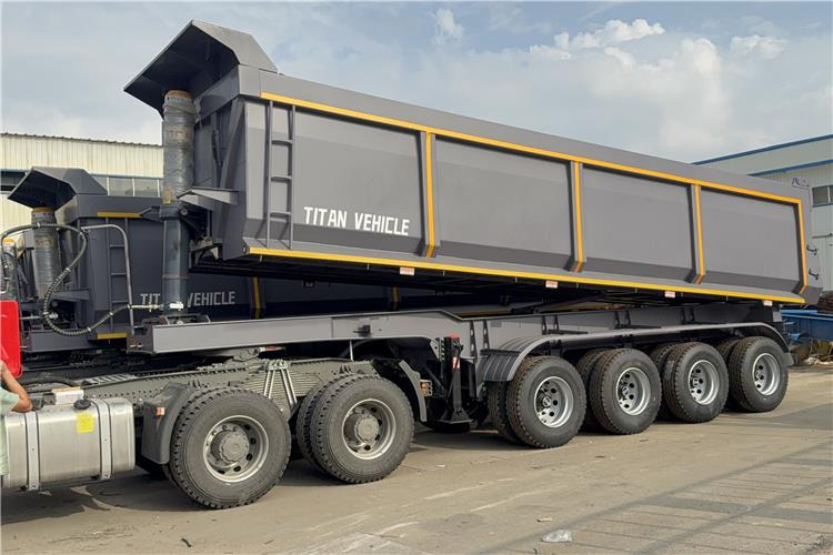 TITAN 4 Axle 80 Ton Dump Trailer for Sale In Cameroon - Semi-trailer jungkit: gambar 2 TITAN 4 Axle 80 Ton Dump Trailer for Sale In Cameroon - Semi-trailer jungkit: gambar 2