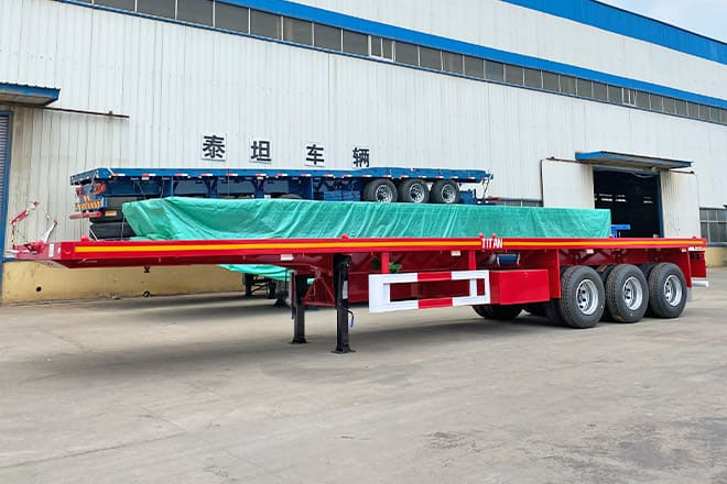 TITAN Tri Axle Flatbed Trailer for Sale Near Me in Nigeria - Semi-trailer flatbed: gambar 1 TITAN Tri Axle Flatbed Trailer for Sale Near Me in Nigeria - Semi-trailer flatbed: gambar 1