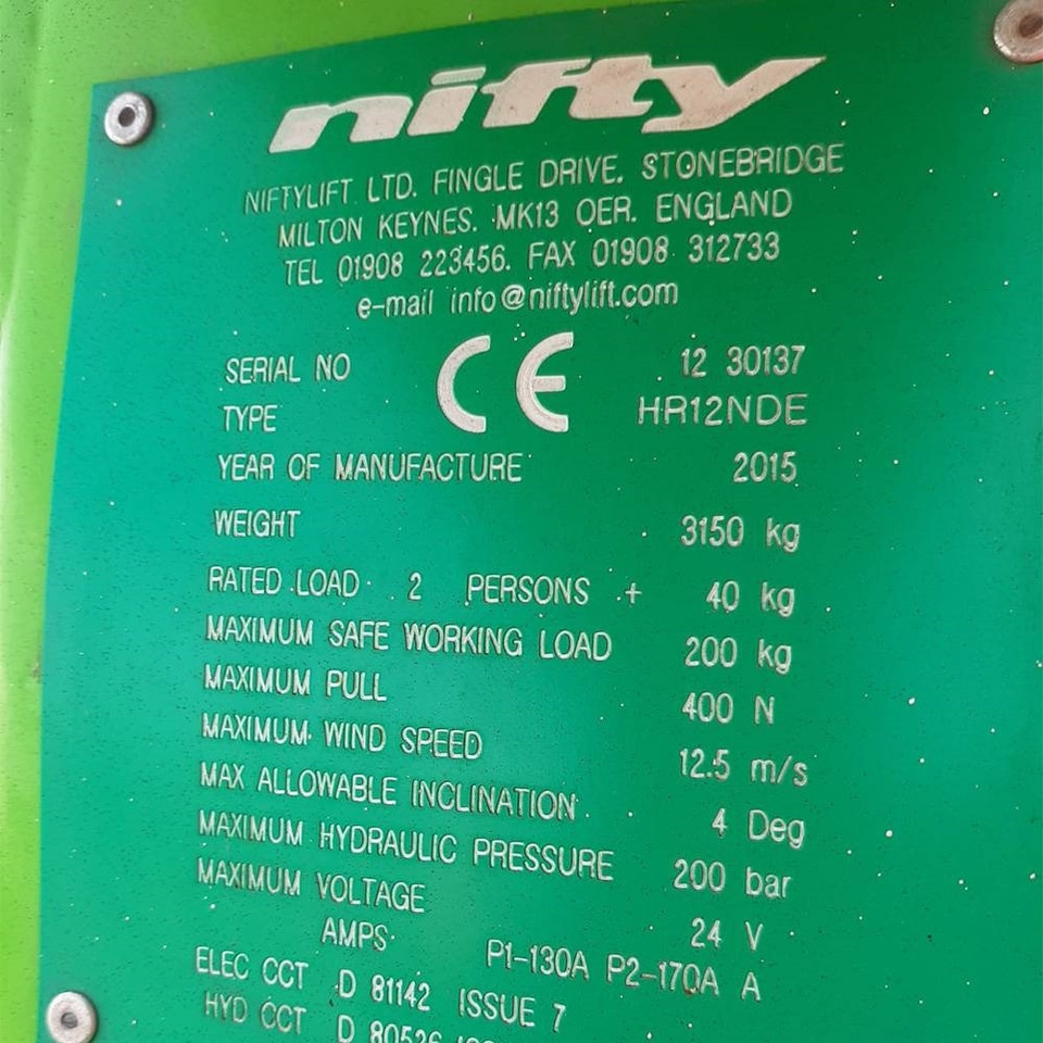 Boom artikulasi Niftylift HR 12: gambar 13