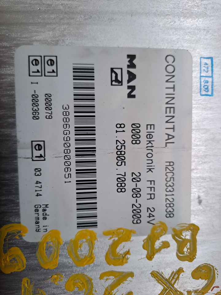 Gebrauchtes MAN TGX 26.440 Steuergerät Fahrzeugführungs - Rechner, Artikel - Nr. : 81.25805 - 7088 - ECU untuk Truk: gambar 2 Gebrauchtes MAN TGX 26.440 Steuergerät Fahrzeugführungs - Rechner, Artikel - Nr. : 81.25805 - 7088 - ECU untuk Truk: gambar 2