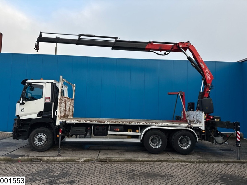 Truk flatbed, Truk derek Renault C 380 6x4, EURO 6, Fassi, Steel suspension, Remote: gambar 13