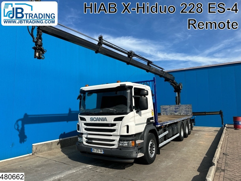 Scania P 410 8x4, EURO 6, HIAB, Remote, Steeringaxle - Truk flatbed, Truk derek: gambar 1 Scania P 410 8x4, EURO 6, HIAB, Remote, Steeringaxle - Truk flatbed, Truk derek: gambar 1