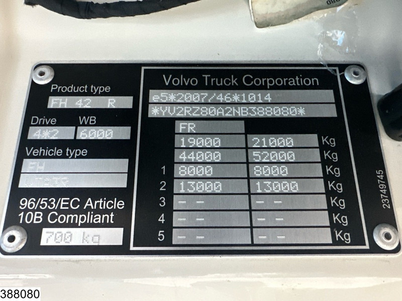 Truk dengan terpal samping Volvo FH 460 EURO 6, LNG, Standairco, Dhollandia: gambar 7
