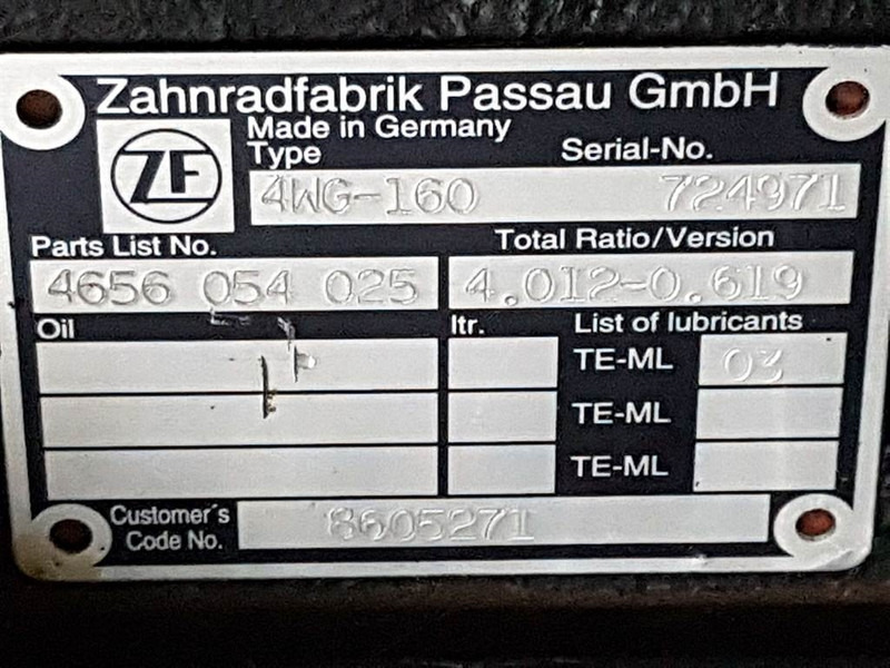 Gearbox untuk Peralatan konstruksi Case 621D-ZF 4WG-160-Transmission/Getriebe/Transmissie: gambar 6 Gearbox untuk Peralatan konstruksi Case 621D-ZF 4WG-160-Transmission/Getriebe/Transmissie: gambar 6