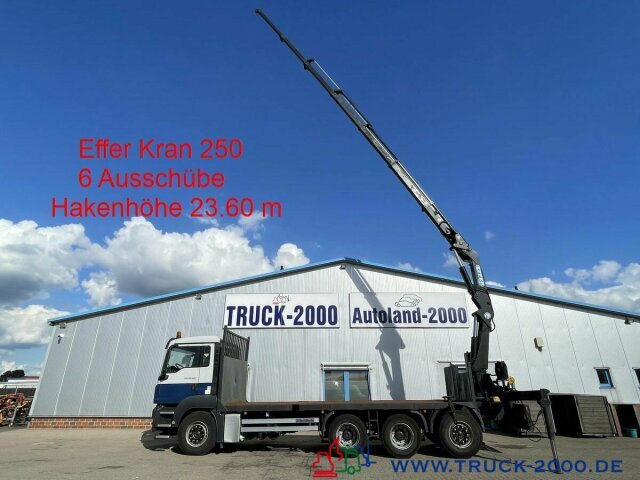 MAN TGS 35.400 8x4 Effer 250 6S Höhe 23,5m NL:16,3T - Truk flatbed, Truk derek: gambar 1 MAN TGS 35.400 8x4 Effer 250 6S Höhe 23,5m NL:16,3T - Truk flatbed, Truk derek: gambar 1