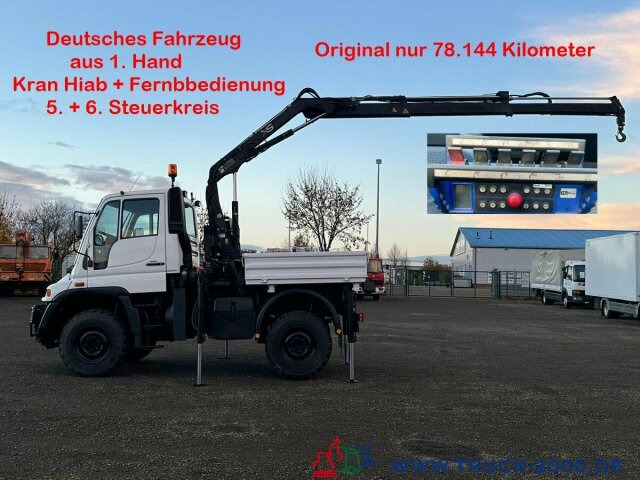 Unimog U 300 4x4 Hiab Kran Fernbedienung Nur 78.144 Km - Truk flatbed, Truk derek: gambar 1 Unimog U 300 4x4 Hiab Kran Fernbedienung Nur 78.144 Km - Truk flatbed, Truk derek: gambar 1