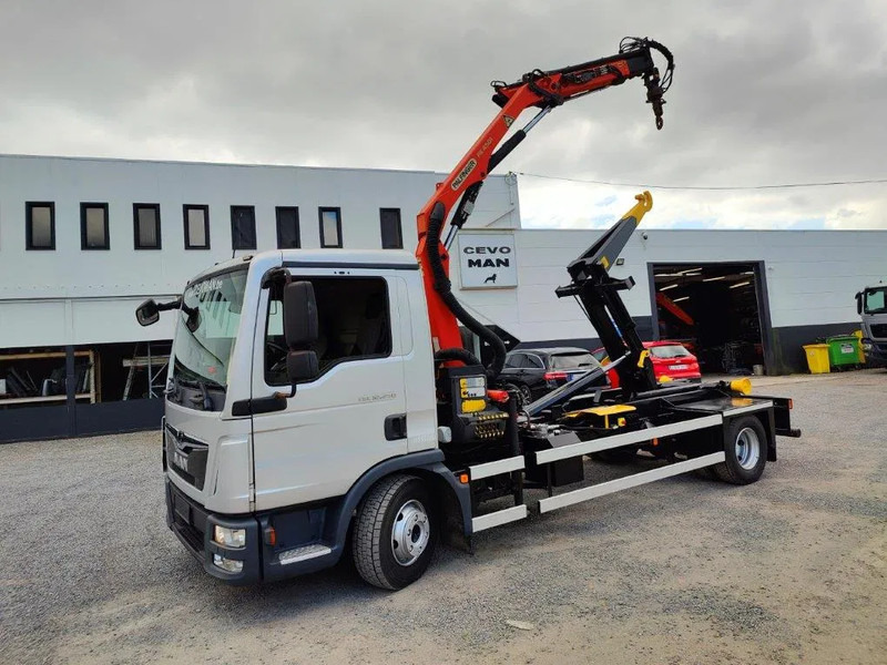MAN TGL 12.250 Containersysteem Jimeca met kraan Palfinger PK4501 - Hook lift, Truk derek: gambar 1 MAN TGL 12.250 Containersysteem Jimeca met kraan Palfinger PK4501 - Hook lift, Truk derek: gambar 1