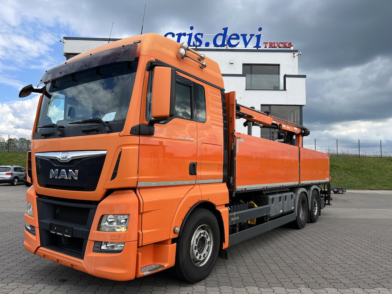 MAN TGX 26.480 6x2 Atlas 145.2 Kran Baustoff AHK - Truk flatbed, Truk derek: gambar 1 MAN TGX 26.480 6x2 Atlas 145.2 Kran Baustoff AHK - Truk flatbed, Truk derek: gambar 1