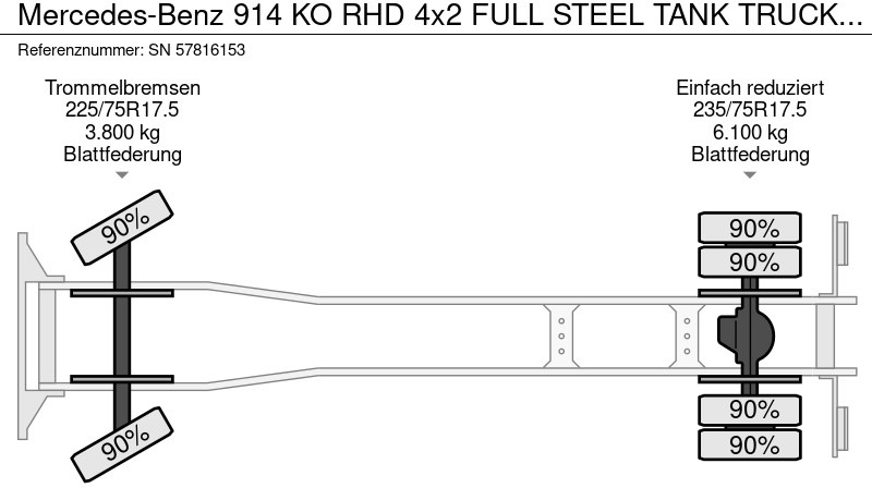 Truk tangki Mercedes-Benz 914 KO RHD 4x2 FULL STEEL TANK TRUCK (6-CILINDER ENGINE / MANUAL GEARBOX / FULL STEEL SUSPENSION): gambar 11 Truk tangki Mercedes-Benz 914 KO RHD 4x2 FULL STEEL TANK TRUCK (6-CILINDER ENGINE / MANUAL GEARBOX / FULL STEEL SUSPENSION): gambar 11