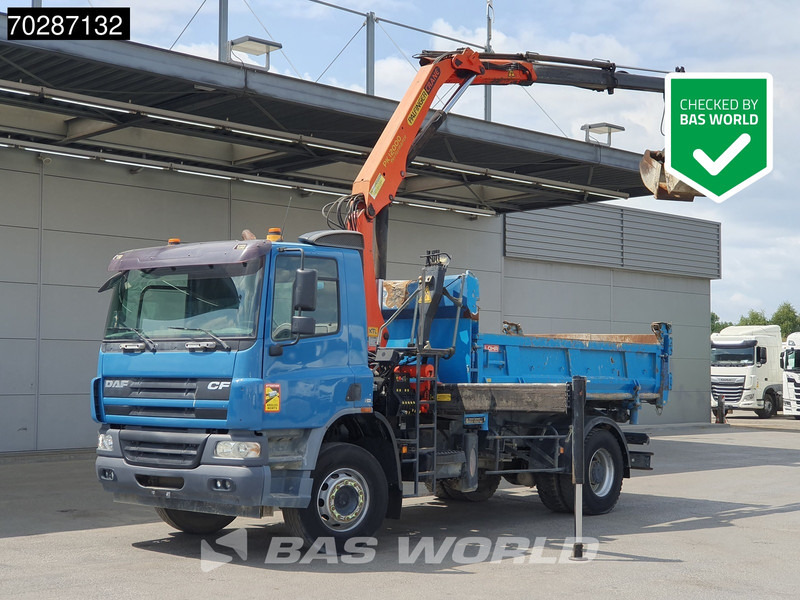 DAF CF75.310 4X2 Palfinger PK12000 Kran Crane 7m3 tipper Big-Axle Steelsuspension Euro 3 - Truk jungkit, Truk derek: gambar 1 DAF CF75.310 4X2 Palfinger PK12000 Kran Crane 7m3 tipper Big-Axle Steelsuspension Euro 3 - Truk jungkit, Truk derek: gambar 1