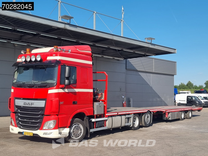 DAF XF 440 6X2 NL-Truck Transporter HMF 900-K2 Kran Lift-Lenkachse Euro 6 - Truk flatbed, Truk derek: gambar 5 DAF XF 440 6X2 NL-Truck Transporter HMF 900-K2 Kran Lift-Lenkachse Euro 6 - Truk flatbed, Truk derek: gambar 5