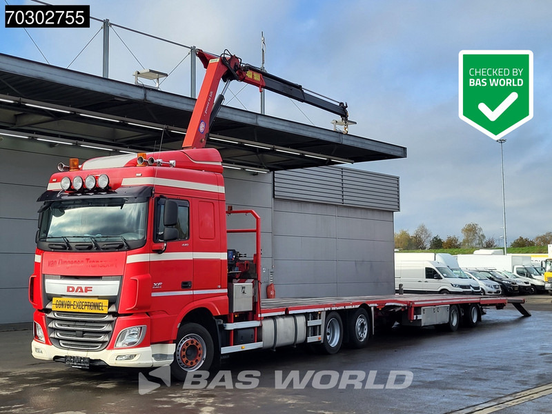 DAF XF 440 XF 6X2 NL-Truck Transporter APK HMF 900-K2 crane Winch Lift-Lenkachse Euro 6 - Truk flatbed, Truk derek: gambar 1 DAF XF 440 XF 6X2 NL-Truck Transporter APK HMF 900-K2 crane Winch Lift-Lenkachse Euro 6 - Truk flatbed, Truk derek: gambar 1