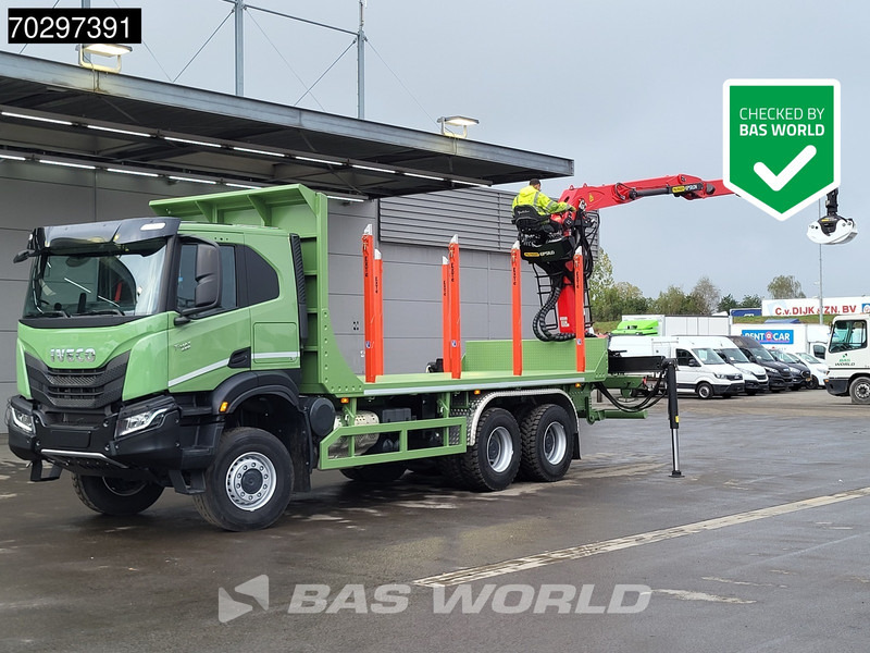 Iveco T-Way 450 6X6 UNUSED! Palfinger Q150Z Crane Retarder Holztransport Big-Axle LED Euro 6 - Truk logging, Truk derek: gambar 1 Iveco T-Way 450 6X6 UNUSED! Palfinger Q150Z Crane Retarder Holztransport Big-Axle LED Euro 6 - Truk logging, Truk derek: gambar 1