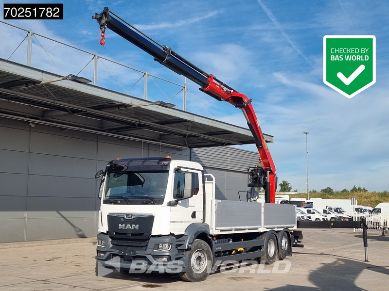 MAN TGS 26.440 6X2 NEW NL-Truck Palfinger PK20.501 L TEC3 Kran Baustoff Lift-Lenk Asche - Truk flatbed, Truk derek: gambar 1 MAN TGS 26.440 6X2 NEW NL-Truck Palfinger PK20.501 L TEC3 Kran Baustoff Lift-Lenk Asche - Truk flatbed, Truk derek: gambar 1
