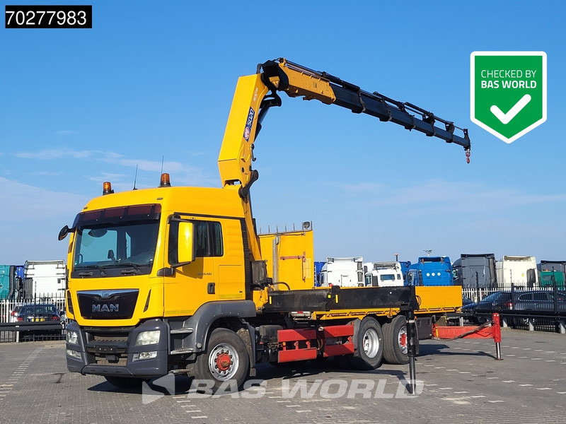 MAN TGS 26.480 6X4 HMF 5020-K6 Crane Kran Hydrodrive Lift+Lenkachse Euro 6 - Truk flatbed, Truk derek: gambar 1 MAN TGS 26.480 6X4 HMF 5020-K6 Crane Kran Hydrodrive Lift+Lenkachse Euro 6 - Truk flatbed, Truk derek: gambar 1