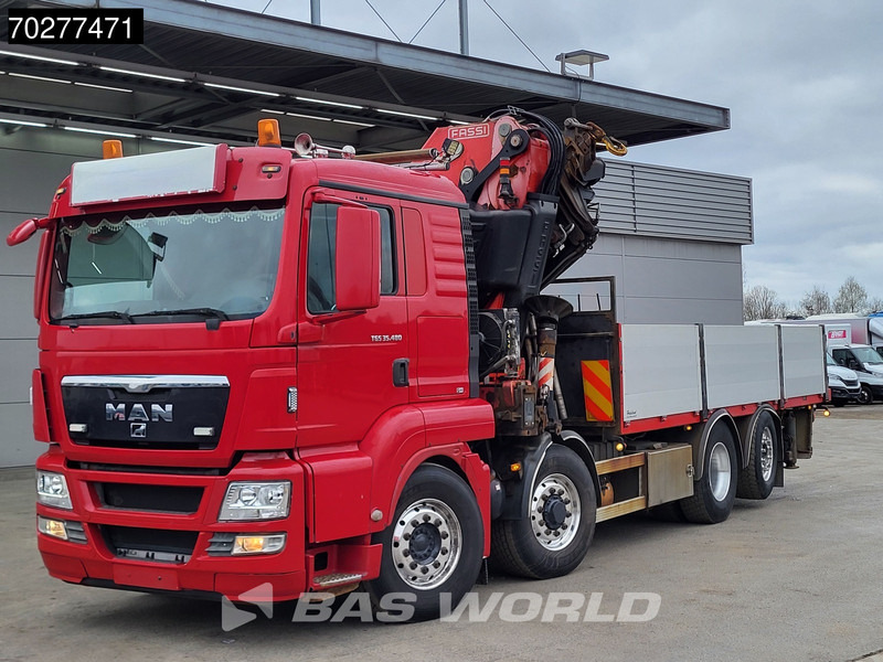 Truk flatbed, Truk derek MAN TGS 35.480 8X4 Fassi F800BXP.28 Kran Crane Hydrodrive Lift-Lenkachse Euro 4: gambar 19