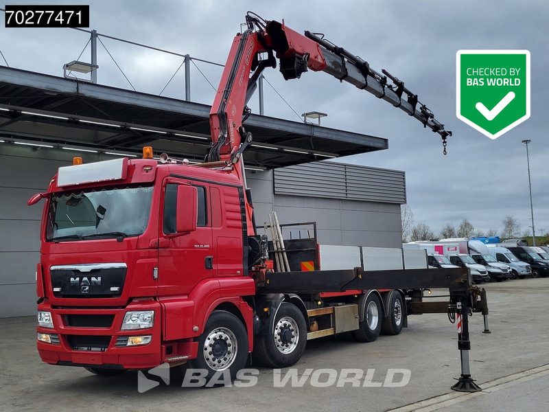 MAN TGS 35.480 8X4 Fassi F800BXP.28 Kran Crane Hydrodrive Lift-Lenkachse Euro 4 - Truk flatbed, Truk derek: gambar 1 MAN TGS 35.480 8X4 Fassi F800BXP.28 Kran Crane Hydrodrive Lift-Lenkachse Euro 4 - Truk flatbed, Truk derek: gambar 1