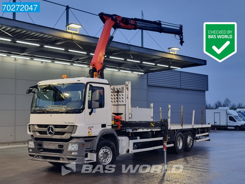 Mercedes-Benz Actros 2536 6X2 Palfinger PK14002-EH A Remote Lift+Lenkachse EEV - Truk flatbed, Truk derek: gambar 1 Mercedes-Benz Actros 2536 6X2 Palfinger PK14002-EH A Remote Lift+Lenkachse EEV - Truk flatbed, Truk derek: gambar 1