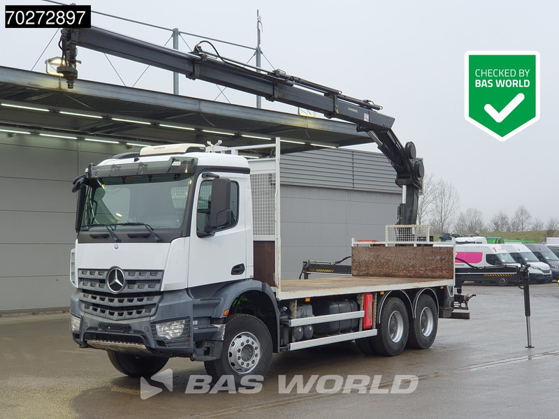 Mercedes-Benz Arocs 2636 6X4 Hiab 144 E-3 Hipro Kran Crane Remote Full Steel Euro 6 - Truk flatbed, Truk derek: gambar 1 Mercedes-Benz Arocs 2636 6X4 Hiab 144 E-3 Hipro Kran Crane Remote Full Steel Euro 6 - Truk flatbed, Truk derek: gambar 1