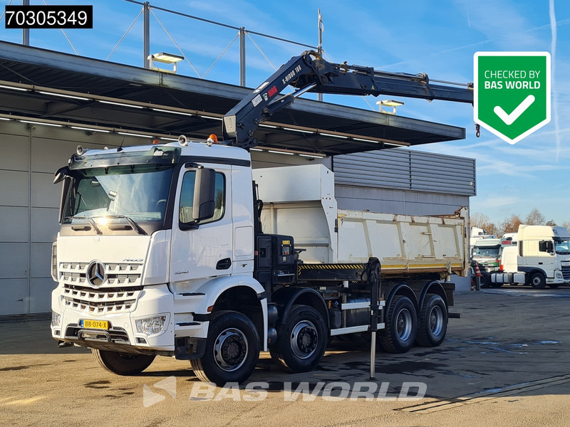 Mercedes-Benz Arocs 3240 8X4 HIAB X-HIDUO 188 E-2 Kran Crane 3-side tipper Big-Axle Euro 6 - Truk jungkit, Truk derek: gambar 1 Mercedes-Benz Arocs 3240 8X4 HIAB X-HIDUO 188 E-2 Kran Crane 3-side tipper Big-Axle Euro 6 - Truk jungkit, Truk derek: gambar 1