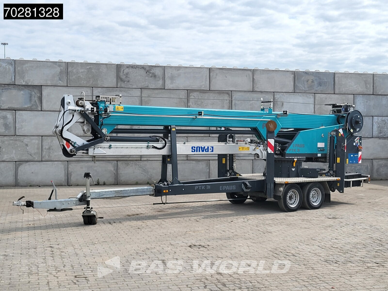Paus PTK31 2 axles 661 Betriebsstun. 31meter Aanhangerkraan op 3500kg - Trailer flatbed: gambar 1 Paus PTK31 2 axles 661 Betriebsstun. 31meter Aanhangerkraan op 3500kg - Trailer flatbed: gambar 1