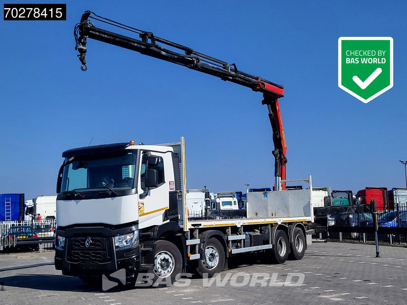 Renault C 430 8X4 Palfinger 22002 EH kran Crane Big-Axle steel suspension Euro 6 - Truk flatbed, Truk derek: gambar 1 Renault C 430 8X4 Palfinger 22002 EH kran Crane Big-Axle steel suspension Euro 6 - Truk flatbed, Truk derek: gambar 1