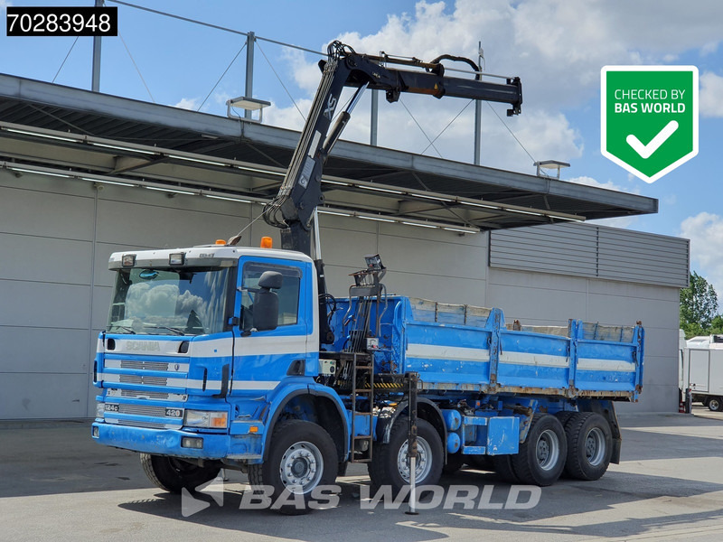 Scania G420 8X4 15m3 tipper Hiab 144 Crane Steelsuspension Manual Big-Axle Euro 3 - Truk jungkit, Truk derek: gambar 1 Scania G420 8X4 15m3 tipper Hiab 144 Crane Steelsuspension Manual Big-Axle Euro 3 - Truk jungkit, Truk derek: gambar 1