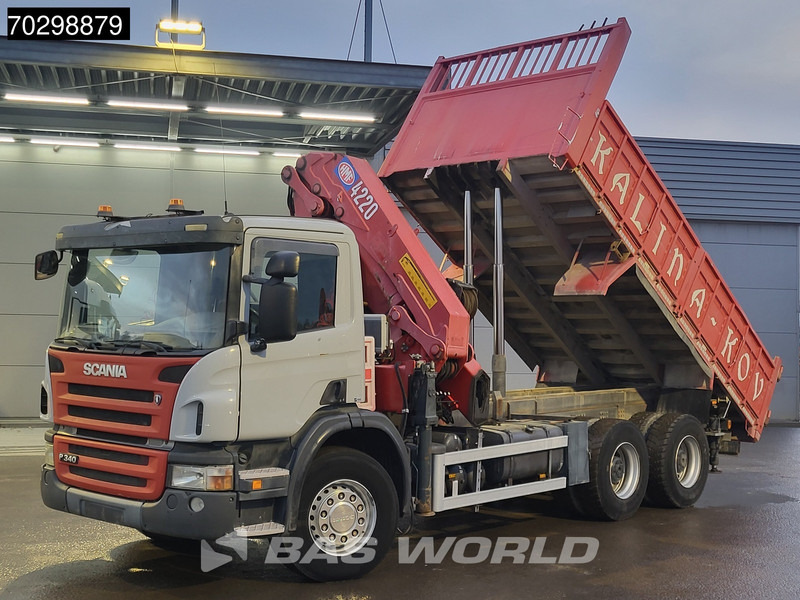 Scania P340 6X4 HMF 4220 K6 Crane Winch Tipper Full Steel Manual Gearbox - Truk jungkit, Truk derek: gambar 2 Scania P340 6X4 HMF 4220 K6 Crane Winch Tipper Full Steel Manual Gearbox - Truk jungkit, Truk derek: gambar 2