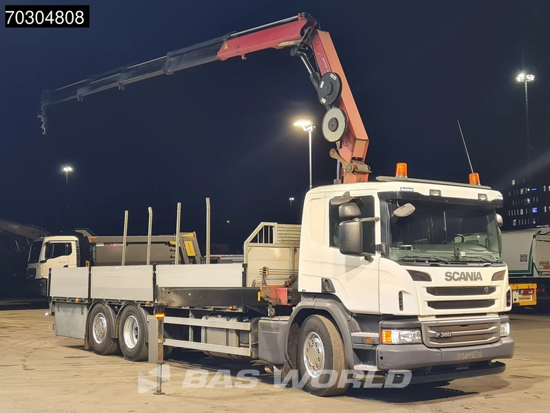 Scania P360 P 6X2 HMF 1820-K4 Kran Crane Lift+Steering Axle Air Suspension Euro 6 - Truk flatbed, Truk derek: gambar 3 Scania P360 P 6X2 HMF 1820-K4 Kran Crane Lift+Steering Axle Air Suspension Euro 6 - Truk flatbed, Truk derek: gambar 3