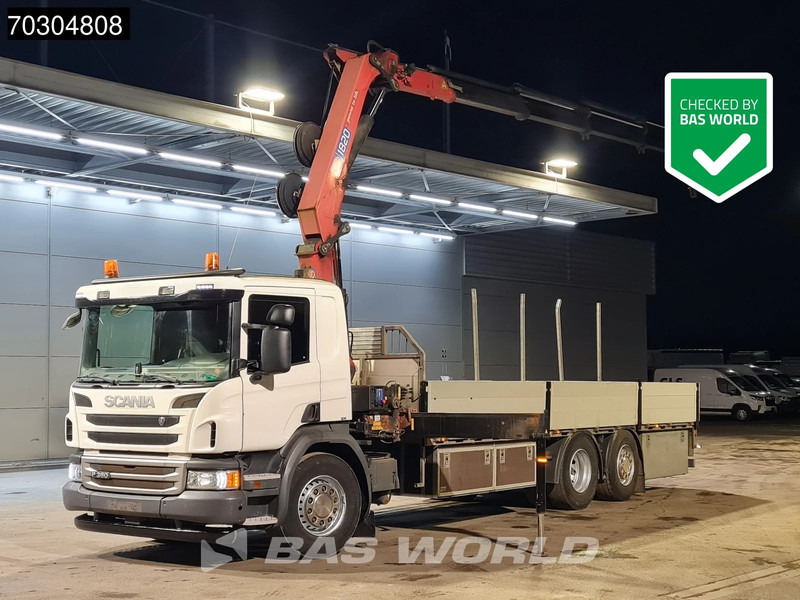 Scania P360 P 6X2 HMF 1820-K4 Kran Crane Lift+Steering Axle Air Suspension Euro 6 - Truk flatbed, Truk derek: gambar 1 Scania P360 P 6X2 HMF 1820-K4 Kran Crane Lift+Steering Axle Air Suspension Euro 6 - Truk flatbed, Truk derek: gambar 1
