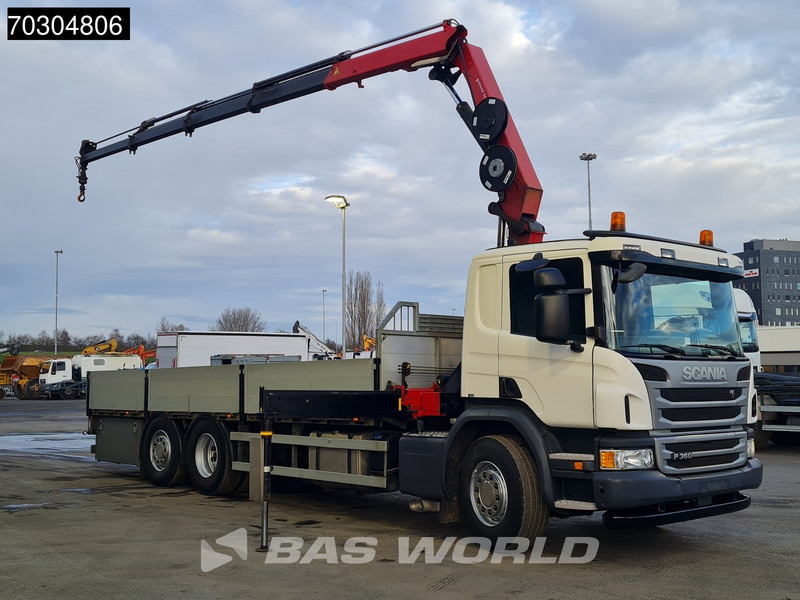 Scania P360 P 6X2 HMF 1820-K4 Kran Crane Lift+Steering Axle Air suspension Euro 6 - Truk flatbed, Truk derek: gambar 3 Scania P360 P 6X2 HMF 1820-K4 Kran Crane Lift+Steering Axle Air suspension Euro 6 - Truk flatbed, Truk derek: gambar 3