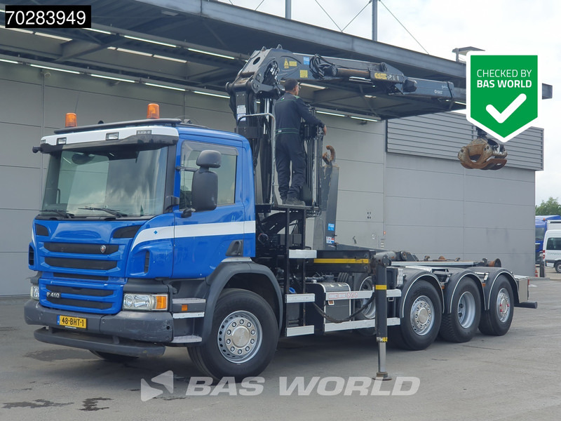 Scania P410 8X2 NL-Truck Palfinger Q150Z Crane 30T VDL hooklift Lift-Lenkachse Euro 6 - Hook lift, Truk derek: gambar 1 Scania P410 8X2 NL-Truck Palfinger Q150Z Crane 30T VDL hooklift Lift-Lenkachse Euro 6 - Hook lift, Truk derek: gambar 1