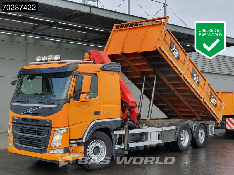Volvo FM 420 6X2 HMF 2120 K 4 Crane Lift+lenkasche Euro 6 - Truk jungkit, Truk derek: gambar 1 Volvo FM 420 6X2 HMF 2120 K 4 Crane Lift+lenkasche Euro 6 - Truk jungkit, Truk derek: gambar 1