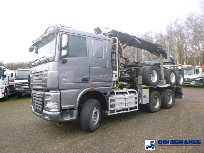 DAF XF 105.510 6x4 + Loglift F281S83 crane / timber truck + dolly - Truk derek: gambar 1 DAF XF 105.510 6x4 + Loglift F281S83 crane / timber truck + dolly - Truk derek: gambar 1