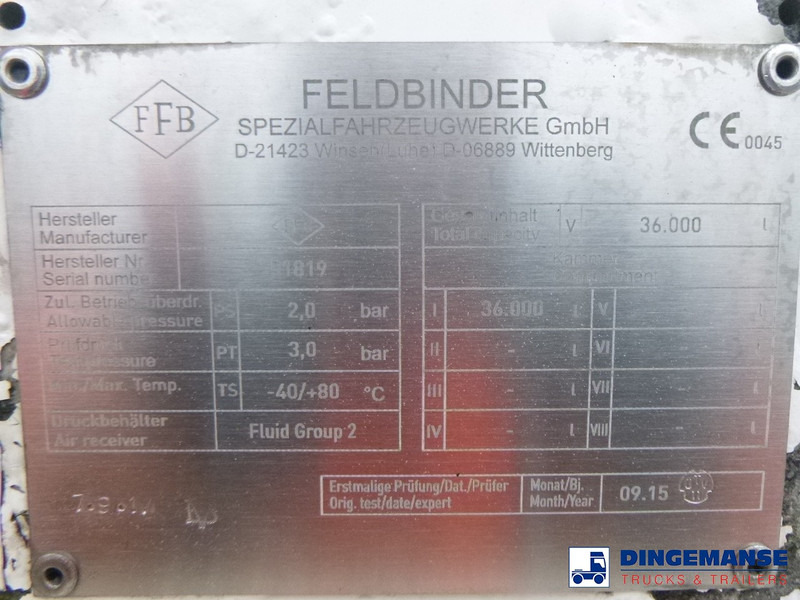 Semi-trailer tangki Feldbinder Powder tank alu 36 m3 / 1 comp: gambar 17